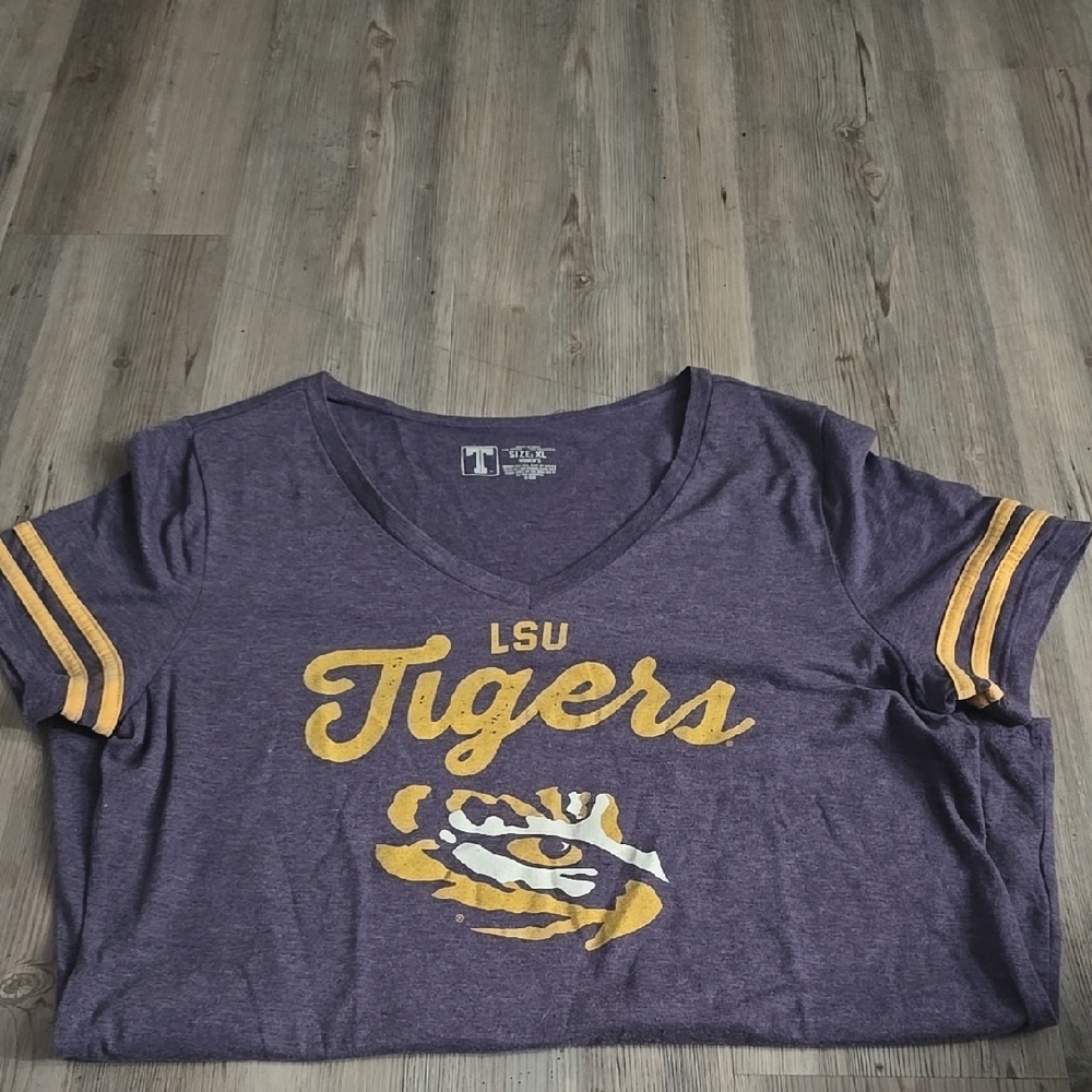 Purple LSU Tigers V-Neck T-Shirt